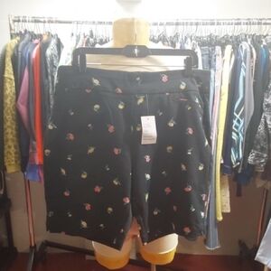 Floral Embroidered Bermuda Shorts